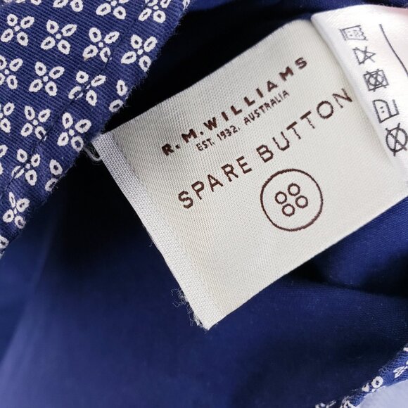 R.M.Williams Australia Cotton Blouse Shirt Printed Women's size 10 Navy Preppy - Picture 10 of 12